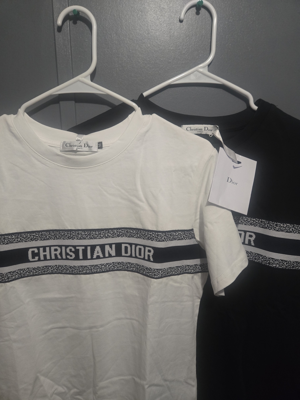 Dior Women Logo Stripe Crewneck T-Shirt - White And Black
